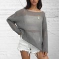 thumbnail image 2 of Hauts d'Automne à Manches Longues Mode Femmes Décontracté Manches Longues Col Rond Uni Chandail pour Dames Hauts Blouse Hauts Tricotés pour Femmes Manches Longues P-28 Gris Foncé L, 2 of 4