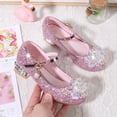 thumbnail image 4 of GPOECD Paillettes Scintillantes Fleur Talons Bas Sandales Filles Robe Fête Spectacle Danse Chaussures Strass Âges 4-9 Rose,30, 4 of 4