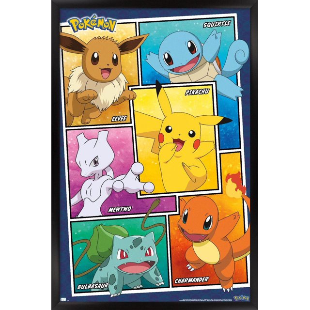 Pokémon - Group Collage Wall Poster, 14.725" x 22.375" Framed