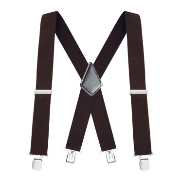 Buyless Fashion Mens Suspenders - 48" Elastic Adjustable Heavy Duty 2" Wide - X Back