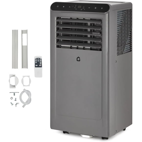 YUSAZENS Portable Air Conditioner 8000 BTU- 3-in-1 AC Fan Dehumidifier- Cools 350 Sq.Ft- Remote 24H Timer Auto Swing Sleep Mode Window Kit- Gray