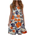 thumbnail image 2 of Ovzne Robes d'Été pour Femmes 2025 Robe de Plage Mode pour Femmes Vacances Été Couleur Unie Sans Manches Robe de Fête de Plage Grande Taille Robe Maxi Imprimée Liquidation, 2 of 6