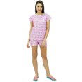 thumbnail image 1 of Bimba Ensemble de Nuit Mignon pour Femmes en Coton, Haut Boutonné avec Short, 1 of 7