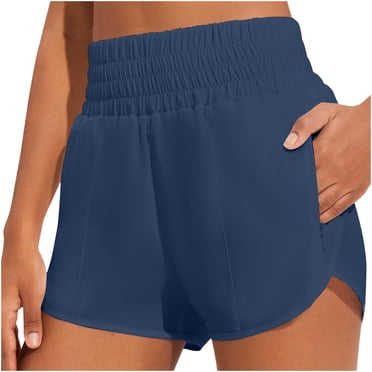 Gspmoly Shorts pour Femmes, Shorts Athlétiques pour Femmes pour la Course, l'Entraînement et le Gym, Short Sec Taille Haute avec Fermeture Éclair, Shorts Grande Taille pour Femmes jusqu'à 65 % de Rabais Bleu Marine G