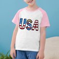 thumbnail image 1 of MKOSPLRT Chandails USA Tout-Petits Chandails Drapeau Américain Manches Courtes T-Shirts Raglan à Blocs de Couleur Col Rond T-Shirts Jour de l'Indépendance Chandails de Rentrée, 1 of 7