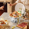 thumbnail image 1 of GloryStar Ensemble de 2 Plats Anti-Frottement pour Buffet, Plats Ronds de 5 Qt pour Buffet avec Support de Couvercle et Couvercle en Verre, Ensembles de Réchauds et Réchauds de Buffet en Acier Inoxydable pour Fêtes, Mariage, Camping, Souper, 1 of 7