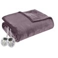 thumbnail image 1 of OLLIIX Couverture Chauffante Électrique en Peluche, Twin, Violet, 1 of 10
