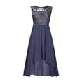 thumbnail image 4 of EGNMCR Robes de Soirée pour Femmes, Robes Formelles pour Femmes, Robes de Cocktail pour Femmes Femmes Unies Sans Manches Col Rond Dentelle Mousseline Maille Taille Robes de Fête Jupe en Mousseline pour Femmes, 4 of 5
