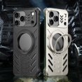thumbnail image 4 of Metal Case For IPhone 17 Pro Max/17 Pro/17, Aluminum Alloy Case With Magnetic Rotating Ring Stand Heat Dissipation Shell, 4 of 8