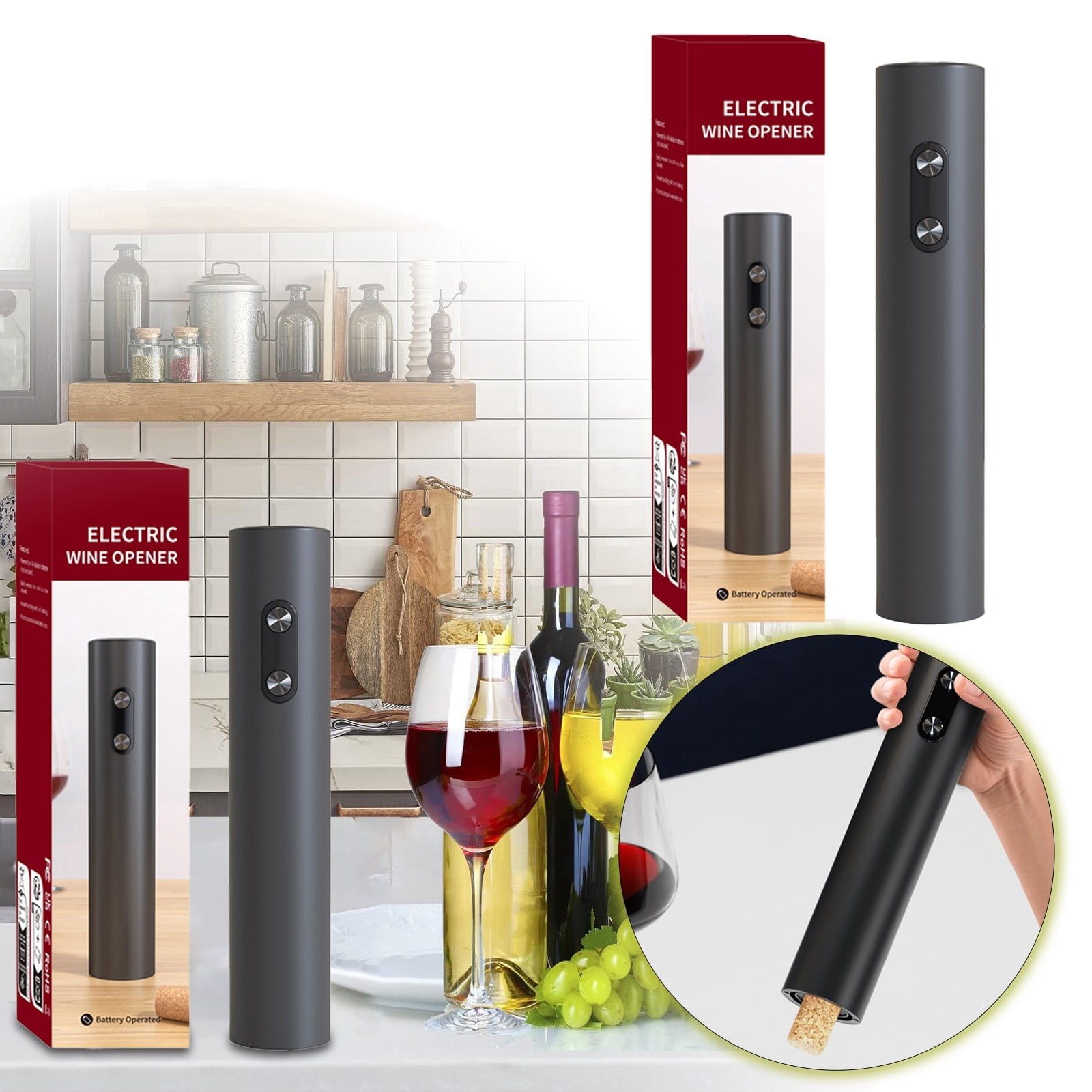 Hbdhejl Ouvre-Bouteille Automatique à Piles, Retireur de Vin Réutilisable pour Cadeaux, Maison, Cuisine, Fête
