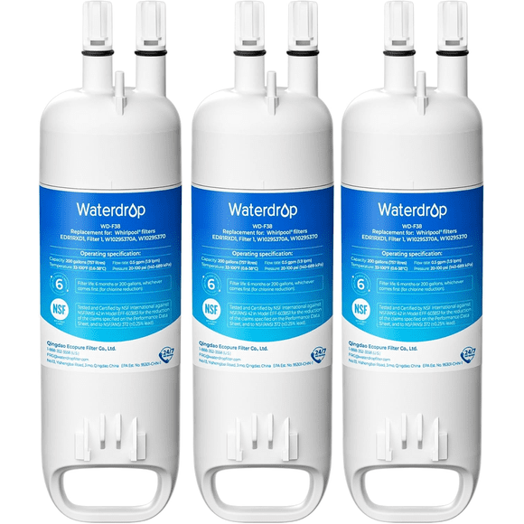 Waterdrop EDR1RXD1 Filtre à Eau de Réfrigérateur, Remplacement pour Whirlpool Water Filter 1, W10295370a, W10295370, P4RFWB, Kenmore 46-9081, Kenmore 46-9930, Lot de 3