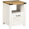thumbnail image 1 of HOMCOM Table d'Appoint Style Ferme avec Tiroir de Rangement, Étagère Ouverte, 1 of 10
