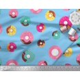 thumbnail image 2 of Soimoi Blue Poly Georgette Fabric Donuts Food Decor Fabric Printed Yard 52 Inch Wide, 2 of 5