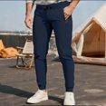 thumbnail image 1 of Ceisia Men Solid Color Loose Casual Pants Elastic Waist Drawstring Sports Gift Work Trousers, 1 of 4
