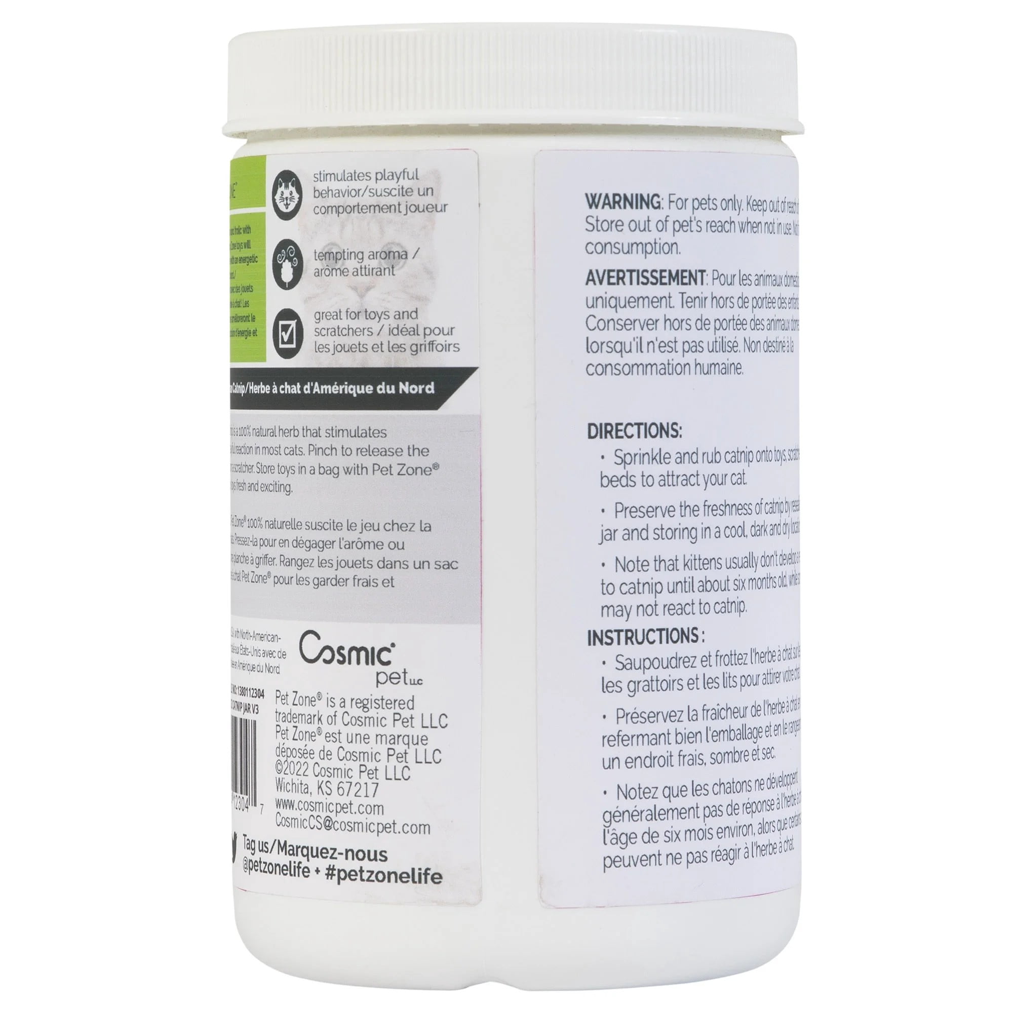 Pet Zone Catnip Resealable Jar for Cats and Kittens, 2.25oz