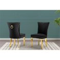 thumbnail image 2 of Ensemble de 2 Chaises Rembourrées en Velours Noir avec Pattes en Acier Inoxydable Doré, 2 of 2