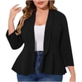 thumbnail image 1 of AherBiu Plus Size Blazer Jackets for Women Open Front Ruffle Lapel Business Casual Office Work Outwear, 1 of 6