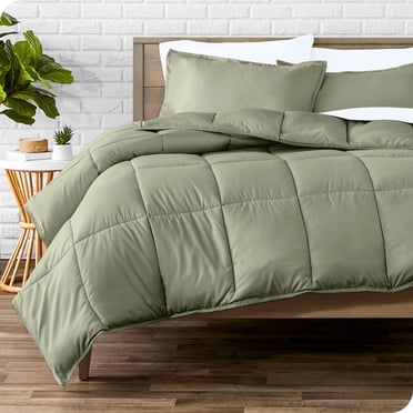 Bare Home Goose Down Alternative Comforter Set - 3 Piece Set - All Seasons - Full/Double, Sage