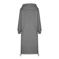 thumbnail image 5 of Women's Casual Loose Solid Color Drawstring Hoodie Fall Warm Fleece Sweatshirt Maxi Dress With Pocket, 5 of 5
