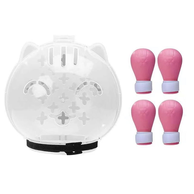 Cat Grooming Muzzle Transparent Breathable Head Cover With Silicone Pads For Safe Nail Trimming And Bath