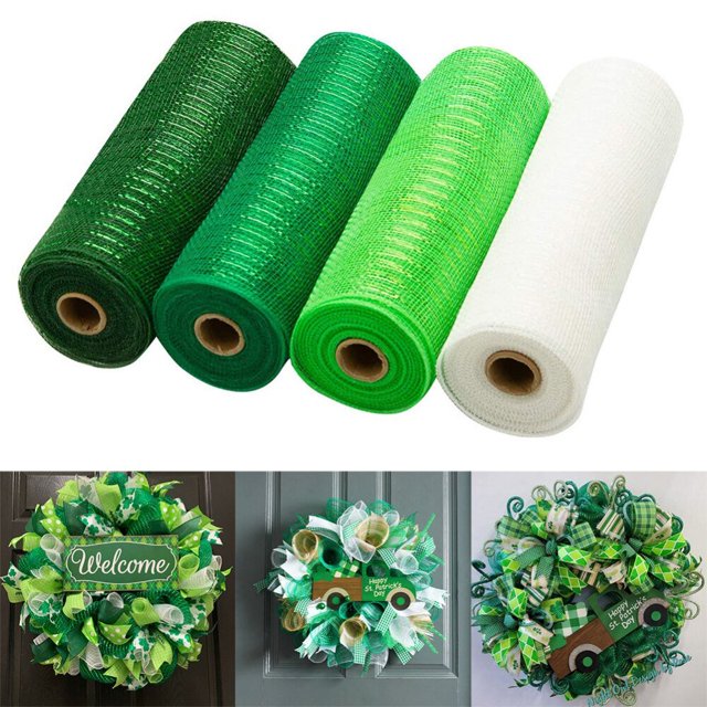 CNKOO Clearance!!!4 Rolls Poly Burlap Deco Mesh -10 Inch Wide Deco Poly Decorative Mesh Ribbon Wrapping Ribbon Rolls for Home Door Wreath Decoration DIY Crafts Making