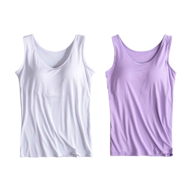 Womens Cotton Camisole Adjustable Camisole With Frame Bra Stretch Undershirt