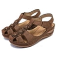 thumbnail image 4 of Mepaouo Womens Arch Support Orthopedic Sandals Closed Toe Ankle Strap Summer Hollow out Wedge Shoes, 4 of 6