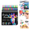 thumbnail image 2 of 24 Colors Acrylic Paint Markers, Dual Tip Drawing Marker Pen for Rock Painting, Ceramic, Wood, Plastic, Calligraphy, Scrapbooking, Brush Lettering, Card Making, DIY Crafts, 12 Pack, 6.69x5.78", 2 of 9