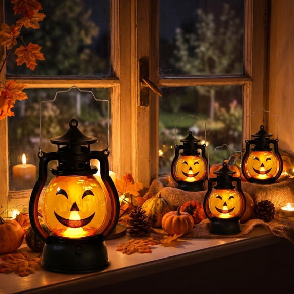 Veilleuse Citrouille Noire d'Halloween, Décoration de Chambre et de Jardin Effrayantes, Lampe Citrouille à Piles, Décor des Fêtes d'Halloween 4,72 X 2,36 X 2,36 Pouces