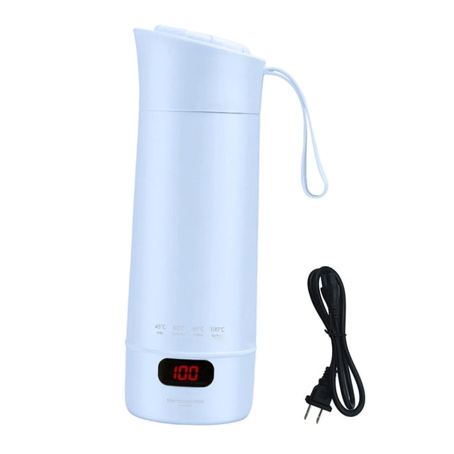 veasfak Travel Heating Cup Compact Portable Electric Kettle Leakproof Stainless Steel Fast Boiling Mini Tea Kettle With LCD Display And Adjustable Temperature Suitable for home office Blue