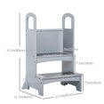 thumbnail image 3 of Qaba 2 Step Stool Kids Kitchen Helper with Support Handles and Non-Slip Pad for Kitchen, Living room and Bathroom, Grey, 3 of 9