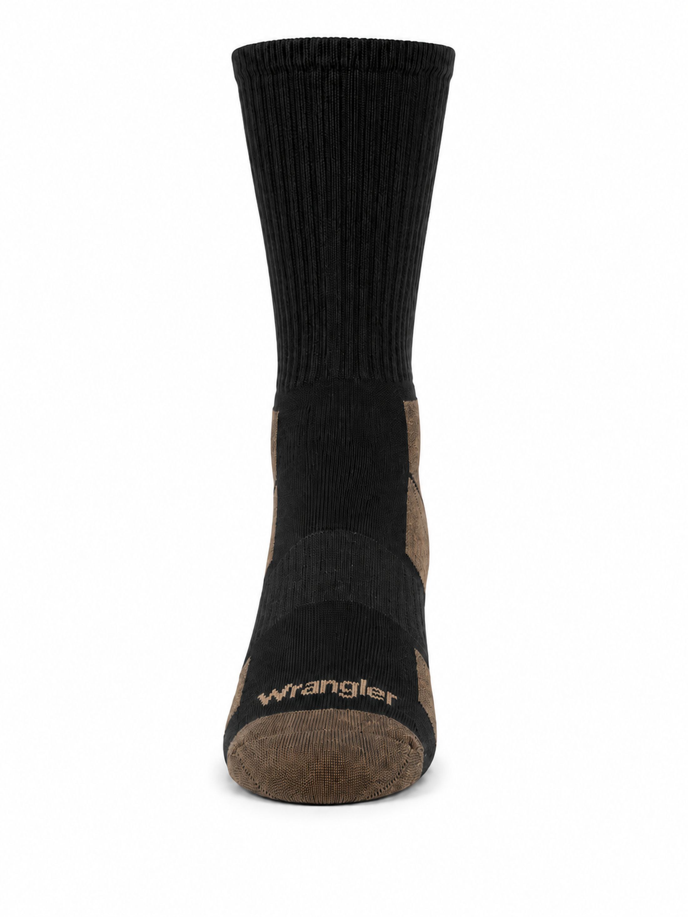 Wrangler Men's Cushion Crew Socks, Work Socks for Men, Black, 6 pair