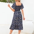 thumbnail image 5 of MEZZALL Robe Femme Florale à Encolure Carrée Robes Midi Robe de Maternité Enceinte Décontractée Robe Trapèze Longue Fluide à Smocks Robe Classique Tenue Quotidienne S, 5 of 5