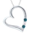 thumbnail image 1 of 3-Stone Heart Heat Treated Blue Diamond Pendant 14K White Gold, 1 of 1