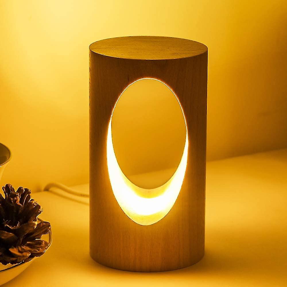 Lampe de Table en Bois de Nuit Led, Lampe de Chevet Créative