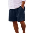 thumbnail image 1 of fartey Men Cotton Linen Short with Drawstring Pockets Elastic Waist Short Breathable Casual Summer Solid Color Shorts, S-5XL, 1 of 6