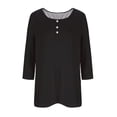 thumbnail image 4 of FAIWAD Oversized Tshirts for Women 3/4 Sleeve Button Decor Tops Cute Round Neck Basic Business Tees Blouses, 4 of 4