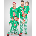 thumbnail image 3 of Ensembles de Pyjamas Assortis pour la Famille, Hauts à Rayures Lettres Cerf de Vacances, Pantalons, 3 of 8
