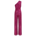 thumbnail image 4 of Xnihocha Combinaison une Pièce Sans Manches pour Femme, Robe de Soirée à une Épaule, Justaucorps à Paillettes, Robe de Soirée Rose Vif TG, 4 of 7