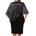 thumbnail image 3 of Robe pour Femme Grande Taille Wo-Fusoul, Robe Décontractée à Ourlet Irrégulier avec Empiècements Perlés, Manches Courtes, Col Rond, Tissu Extensible Confortable pour Diverses Occasions, 3 of 4