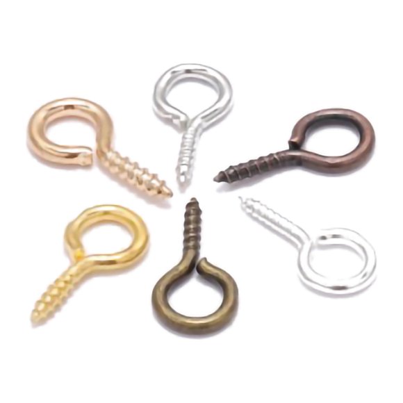 Screw Eyes 200pcs Eye Hooks Eye Hooks 12x5.5mm/0.5x0.2in Bright Color Manual Grinding Polishing DIY Making Eyelet ScrewColor Mixed