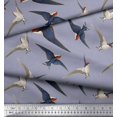 thumbnail image 2 of Soimoi Grey Poly Georgette Fabric Flying Woodpecker Bird Printed Craft Fabric by the Yard 52 Inch Wide, 2 of 3