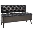 thumbnail image 1 of vidaXL Storage Bench with Backrest 110 cm Black Faux Leather, 1 of 5