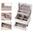 thumbnail image 3 of 3-Layer PU leather Jewelry Box Jewellery Storage Organizer Display Case for Rings Earrings Necklaces, 3 of 7