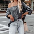 thumbnail image 5 of RKSTN Chandails pour Femmes Mode Manches Amples Chandail à Enfiler Hauts Blouse Chandail Tricoté Chandails d'Automne, 5 of 5