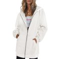 thumbnail image 2 of Innerwin Sweatshirts à Capuche Zippés pour Femmes Sweat à Capuche Automne Couleur Unie Chaud Blanc TG, 2 of 4