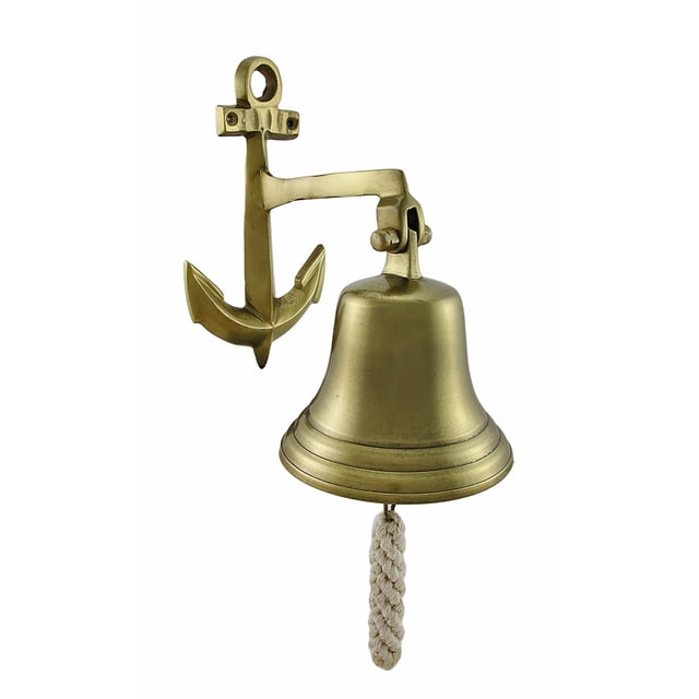 Polished Brass Finish Ship Bell and Anchor Wall Hanging