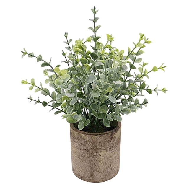 DOLITY Artificial Potted Plant Small Faux Mini Potted Plants for Kitchen Desktop Home Small Eucalyptus