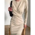 thumbnail image 4 of Women'S Long Sleeves Retro Style Fitted Waist Slimming Bodycon Dress Color S, 4 of 6