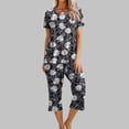 thumbnail image 2 of PEZHADA Ensembles 2 Pcs pour Femmes Ensembles Assortis de Détente Deux Pièces Pantalons en Lin Col Ras du Cou Manches Courtes Hauts Vêtements de Détente Pyjamas Vêtements Tendance Ensemble de Vacances d'Été Gris, 2 of 6